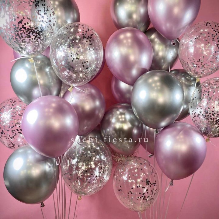 Фонтан шаров "Silver pink" в Сочи