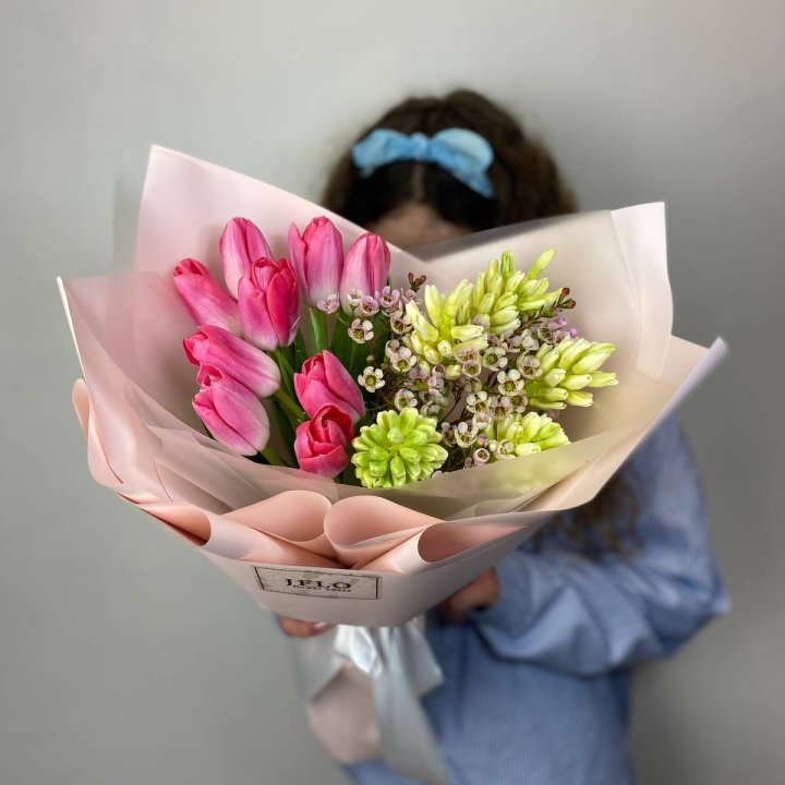  Дуо тюльпаны и гиацинты с доставкой в Сочи