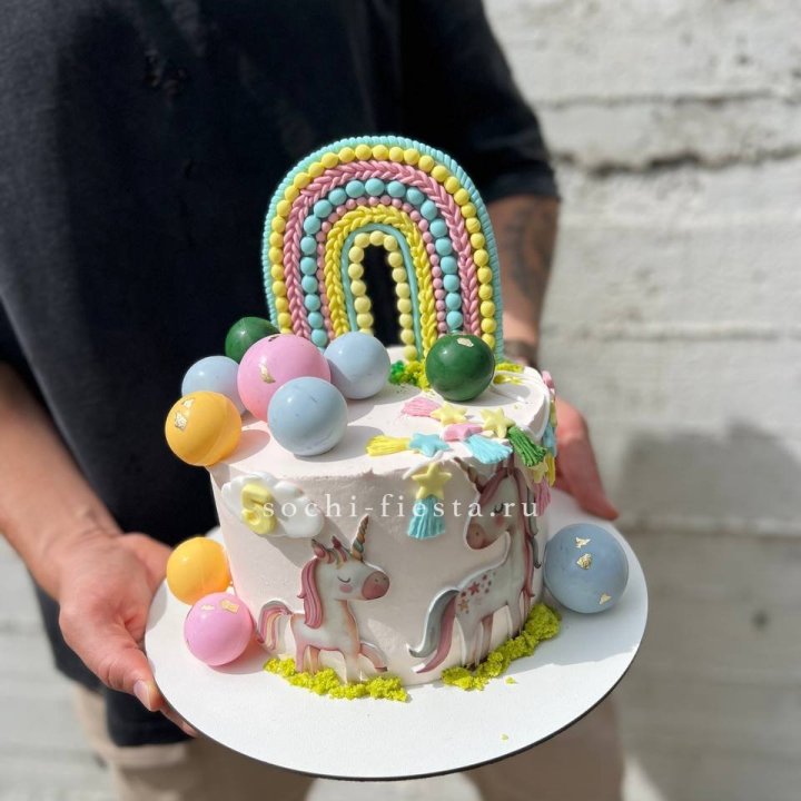 Торт "Радуга с единорогом" с доставкой в Сочи