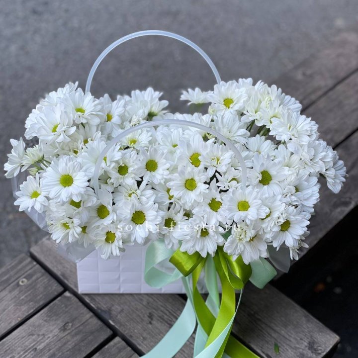 Сумка с хризантемами ромашками в Сочи