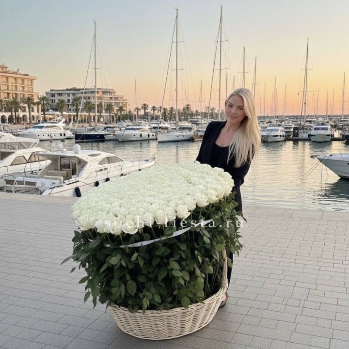 301 высокая роза в корзине в Сочи