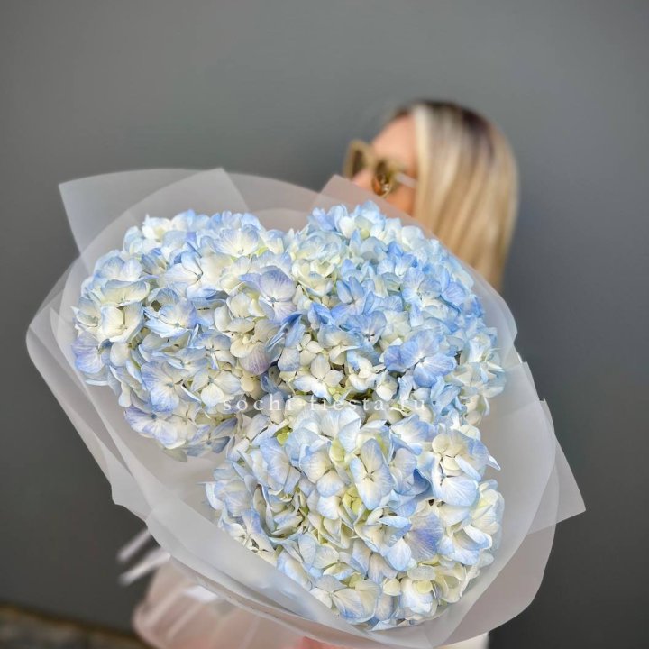 Букет из 3 голубых гортензий  в Сочи