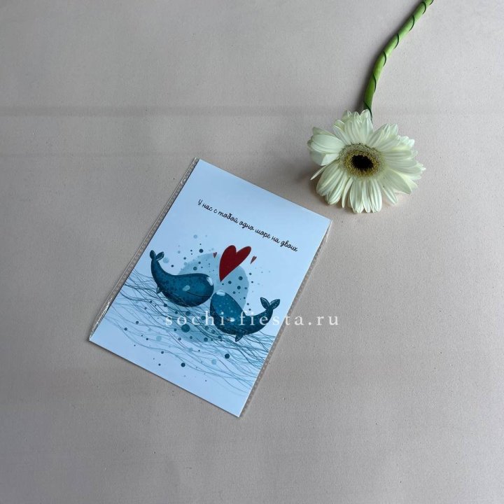 Открытка к букету "У нас с тобой одно море на двоих" в Сочи