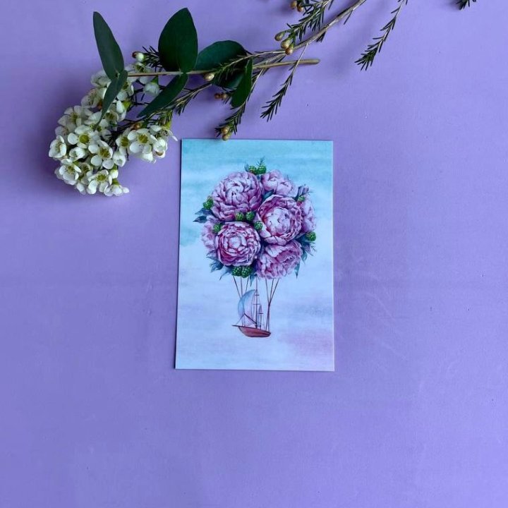 Открытка к букету "Пион" в Сочи