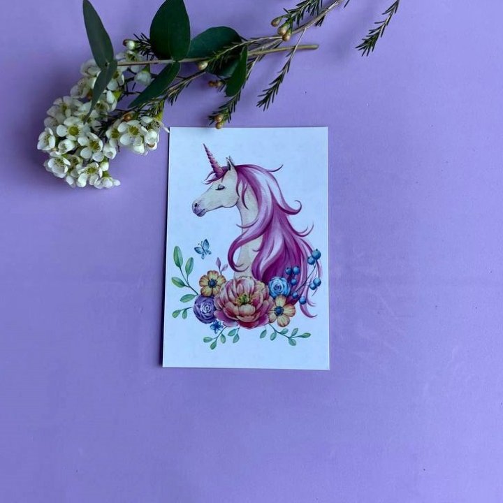 Открытка к букету "Единорог" в Сочи