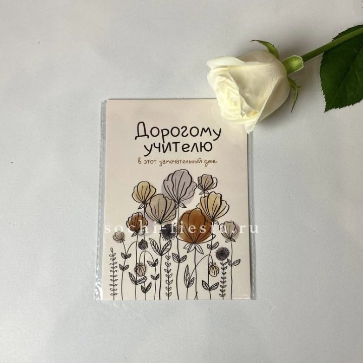 Открытка к букету "Дорогому учителю" в Сочи