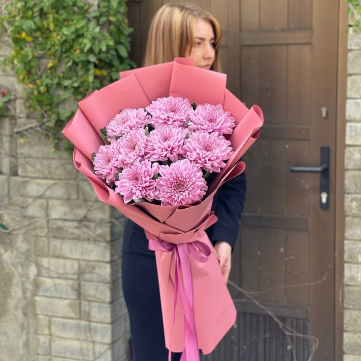 Букет хризантем розовый в Сочи