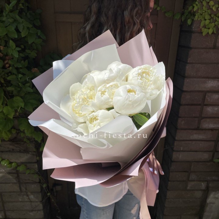 9 белоснежных пионов в Сочи