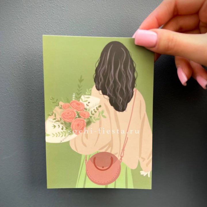 Открытка к букету "Потрясающая девушка" в Сочи