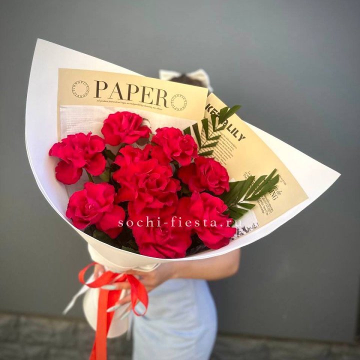 9 Красных французских роз Чико в Сочи