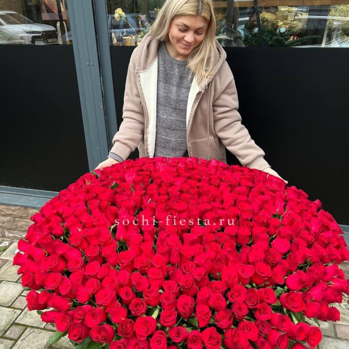 501 красная роза в корзине в Сочи