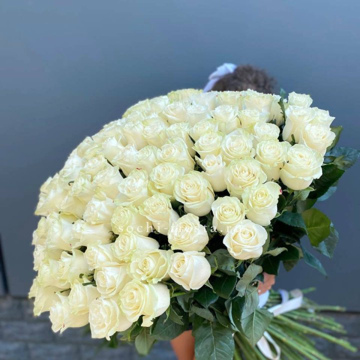 101 белая высокая роза в Сочи