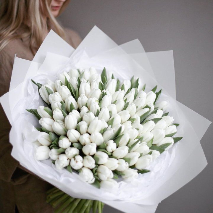 101 белый тюльпан в Сочи